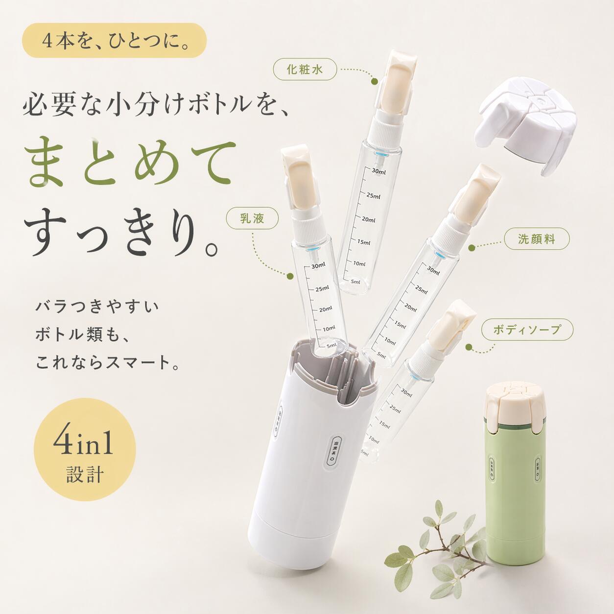 日本で大人気！これ1本✨4in1トラベルボトル No.1